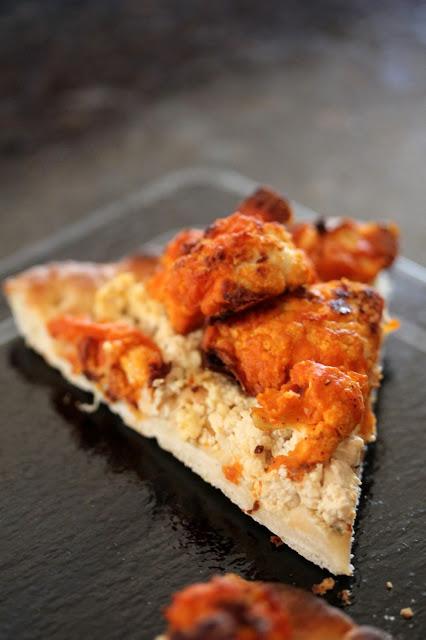 Vegan Buffalo Cauliflower Pizza with Blue Cheeze Spread