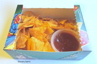Superman Movie Snack Tortillas & Hot Salsa Dip or Cheese Dip