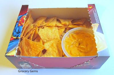 Superman Movie Snack Tortillas & Hot Salsa Dip or Cheese Dip