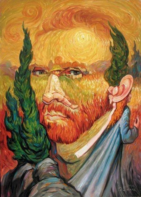 Images of Historical Figures Hidden in Optical Illusion Oil Paintings by Oleg Shuplyak