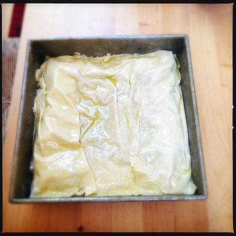 Another herb pie from #TastingJrslm.  Assembly 3, ready for the oven.