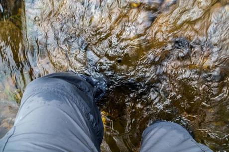 wading across lerderderg river