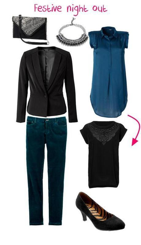 my favorite teal jeans reworked for winter 2013 evening out festive party - my look book using bon prix clothes