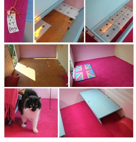 cassiefairys little vintage caravan retro renovation project on the blog - pink carpet