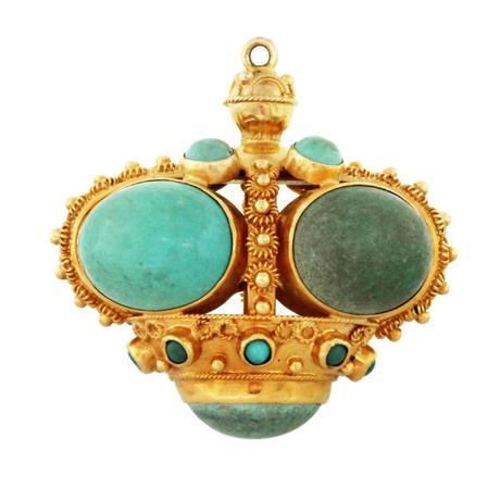 Turquoise and 18kt gold vintage charm Turquoise and 18kt gold vintage charm