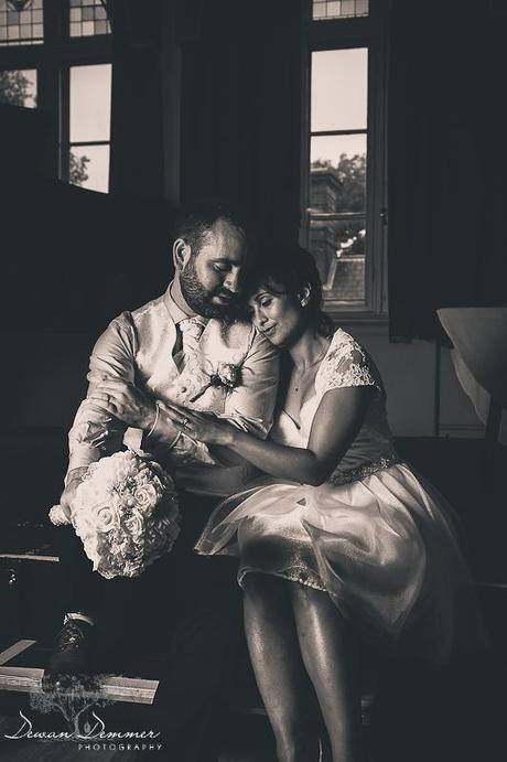 Black and white of bride and Groom