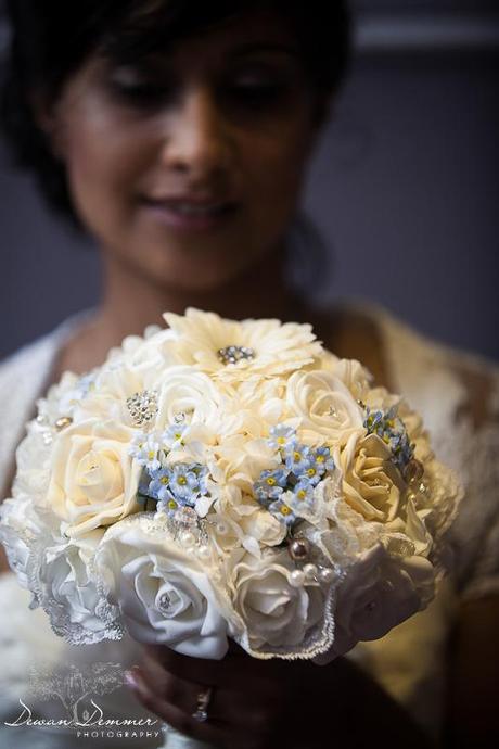Bride and her bouquet at BlackHeath