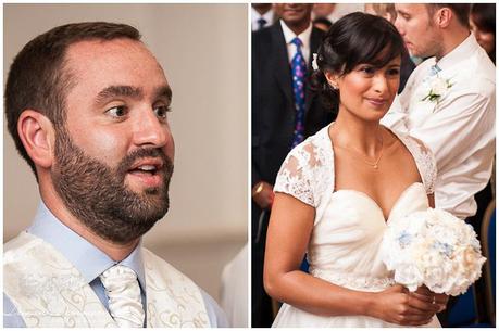 Bride walks down the aisle and grooms face at BlackHeath