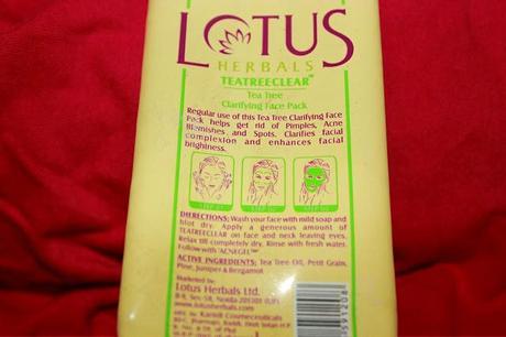 Lotus Herbals - Tea Tree Clarifying Face pack Review