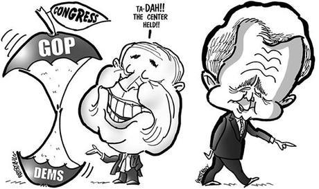 Calling All Caricature Lovers: Another Edition Of “Name That Idiot Celeb” caricatures of United States Senator John McCain standing next to apple core representing Congress, and former President George W. Bush