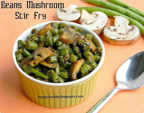 Beans Mushroom Stir Fry With Coconut Milk / Beans Mushoom Poriyal