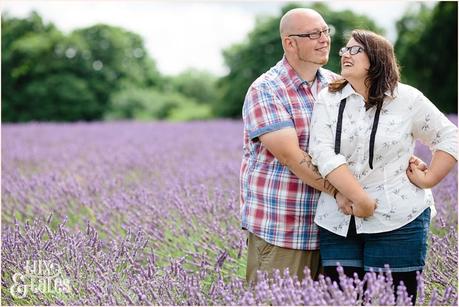 Engagement shoot in lavender field 