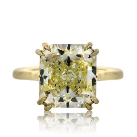 7 Carat Radiant Cut Fancy Yellow Diamond Engagement Ring in Yellow Gold