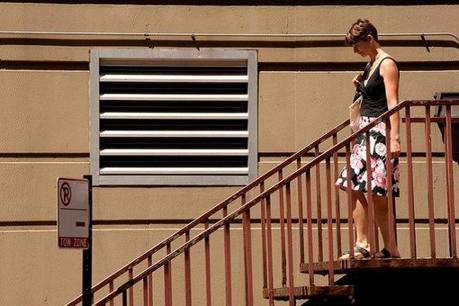 Girl walking down stairs