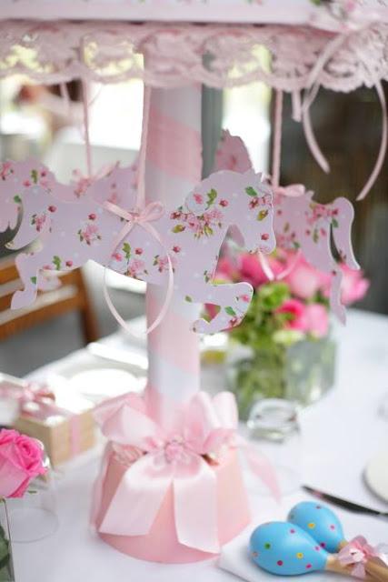 Pink Carousel Themed Christening Party  by Le Petit Party