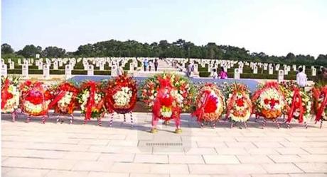Floral wreaths from various DPRK power organizations and institutions at the Patriotic Martyrs Cemetery on Harvest Moon Day (Chuseok) on 19 September 2013 (Photo: KCNA screengrab).