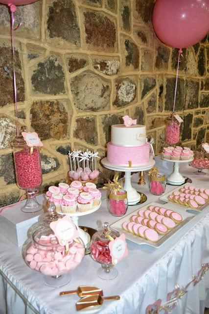 Vintage Pink and gold 1st birthday by Full of Air Jumping Castles