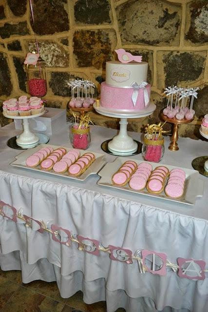 Vintage Pink and gold 1st birthday by Full of Air Jumping Castles