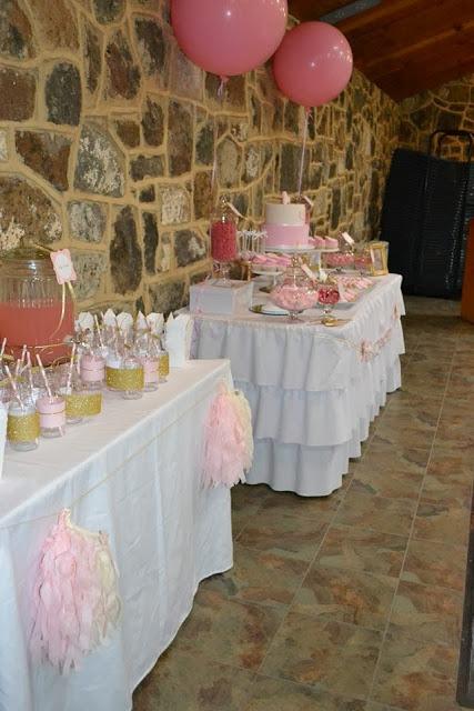 Vintage Pink and gold 1st birthday by Full of Air Jumping Castles