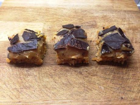 abstract cracked chocolate millionaires banoffee flapjack recipe great bloggers bake off