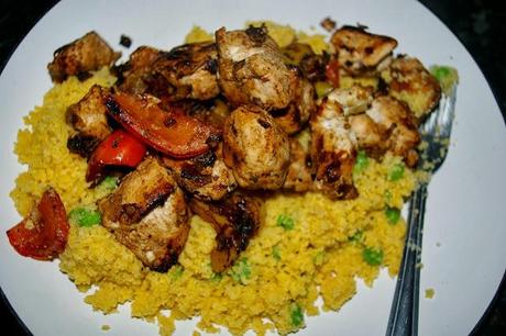 Eating clean; balsamic chicken with peppers.