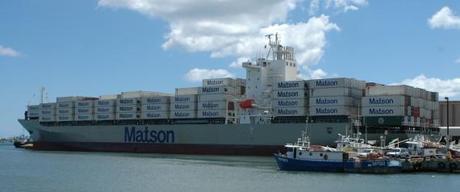 The Matson Navigation Co.'s, new container-ship MV Manulani is docked Tuesday, June 28, 2005, in Honolulu.  (AP Photo/Ronen Zilberman)