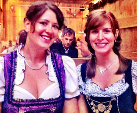 Women wearing dirndls at Oktoberfest in Munich, Germany