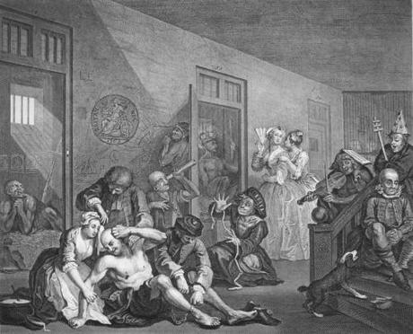 The Interior of Bedlam by William Hogarth (1763)
