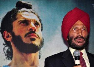 Farhan Akhtar and the source of the movie's inspiration, Milkha Singh himself