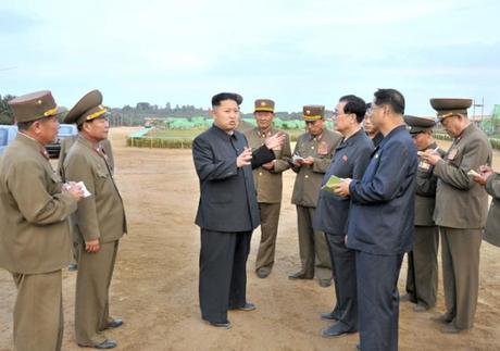 Kim Jong Un tours the construction of the Mirim Riding Club in east Pyongyang (Photo: Rodong Sinmun).