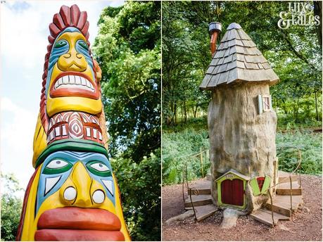 Totem pole and tree house in stockeld Park 