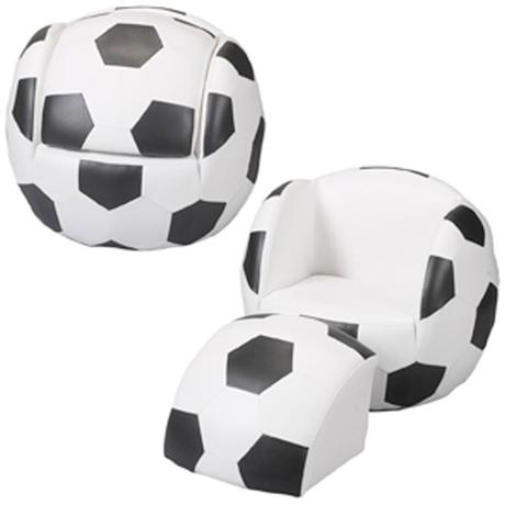 Child's Upholstered Soccer Sports Chair with Ottoman