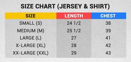 Ride 2 Provide Pilipinas 2013 Size Chart - Jersey and Shirt
