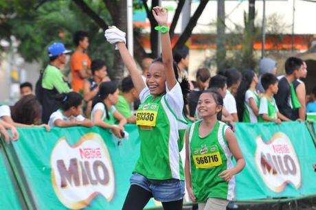 Young marathoners finish the 5-K distance of the 37th National MILO Marathon in Tagbilaran.