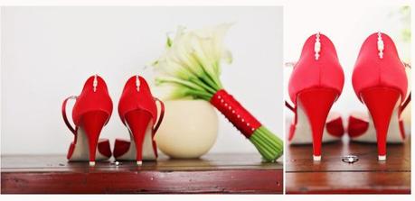 Red Shoes & Bridal Bouquet