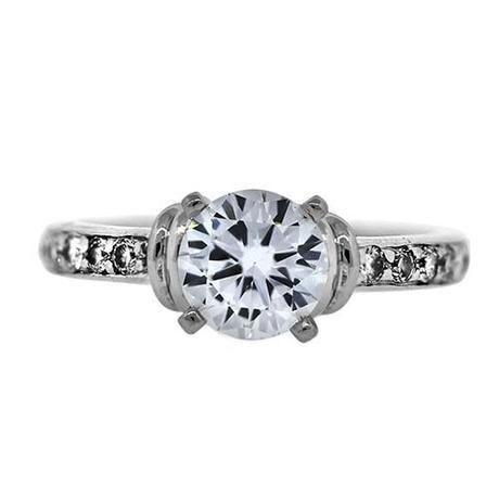 GIA Cert. White Gold .97 CtRound Diamond Engagement Ring