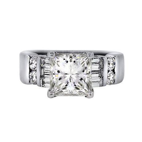 GIA White Gold 2.04 Carat Princess Cut Engagement Ring