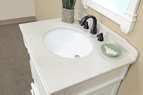 A bathroom vanity with a removable top