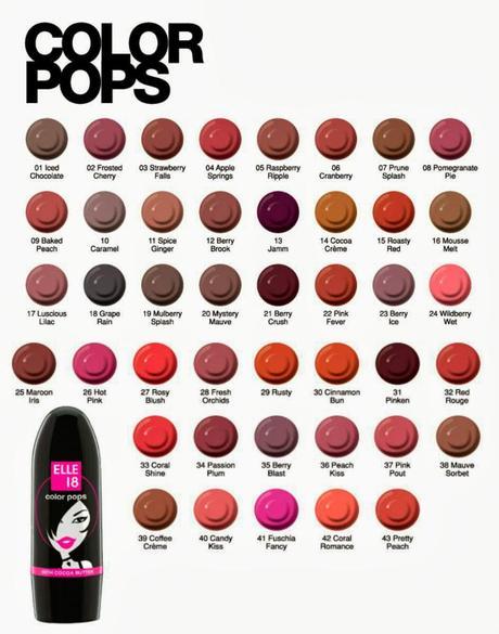 Elle 18 Color Pop Shade Chart