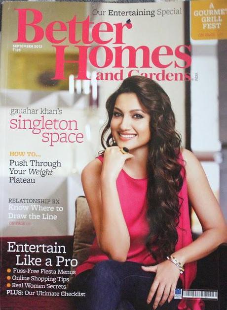 Gauhar Khan on Cover Page of Better Home and Gardens September 2013