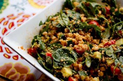 Recipe Re-Post Day 4: Quinoa, Garbanzo and Spinach Salad with Smoked Paprika Vinaigrette