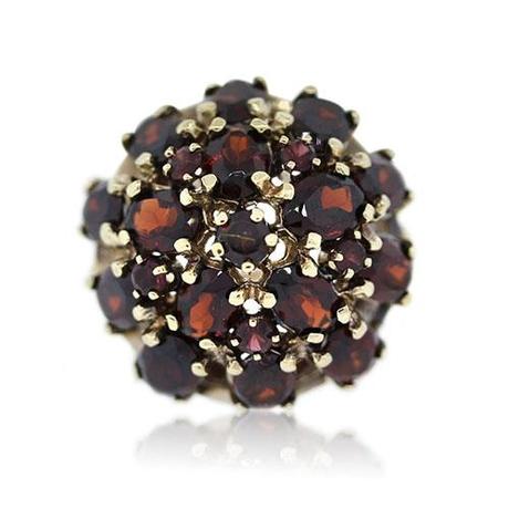 14k Yellow Gold Garnet Cluster Ring