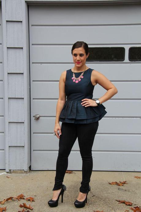 Navy Peplum and Black