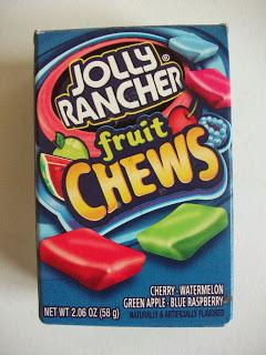 Fruit flavoured Jolly Rancher sweets in green apple, cherry, watermelon and blue raspberry flavour