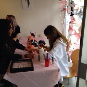 Nails being done at the Amy Winehouse Foundation Pop Up Shop