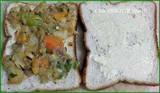 Toasted/griiled vegetable sandwich