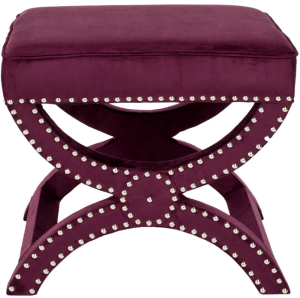 Purple nailhead ottoman