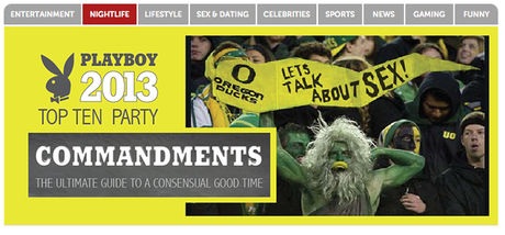 Header for Playboy's fake party guide.