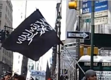 Black Flag of Jihad over Manhattan black flag of jihad