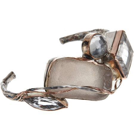 Sandra Dini rutilated quartz and crystal cuff bracelet